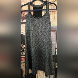 Black & Gray Patterned Racerback Tank Dress With Padded Inserts